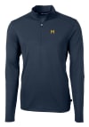 Main image for Mens Michigan Wolverines Navy Blue Cutter and Buck Vault Virtue Eco Pique Qtr Zip Pullover