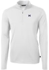 Main image for Mens Michigan Wolverines White Cutter and Buck Vault Virtue Eco Pique Qtr Zip Pullover