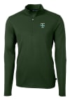 Main image for Cutter and Buck Tulane Green Wave Mens Green Virtue Eco Pique Long Sleeve 1/4 Zip Pullover
