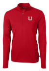 Main image for Cutter and Buck Utah Utes Mens Red Virtue Eco Pique Long Sleeve 1/4 Zip Pullover