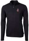 Main image for Cutter and Buck Washington State Cougars Mens Black Vault Virtue Eco Pique Long Sleeve Qtr Zip P..