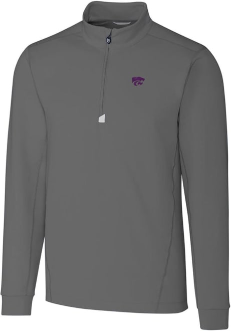 Mens K-State Wildcats Grey Cutter and Buck Traverse Stretch 1/4 Zip Pullover