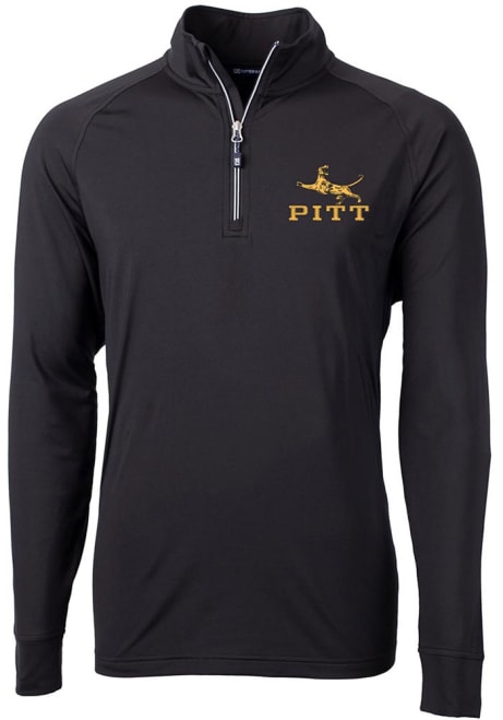 Mens Pitt Panthers Black Cutter and Buck Adapt Stretch 1/4 Zip Pullover
