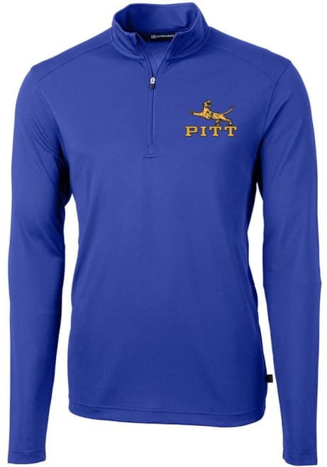 Mens Pitt Panthers Blue Cutter and Buck Virtue Qtr Zip Pullover