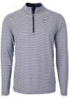 Main image for Cutter and Buck Cincinnati Reds Mens Navy Blue Virtue Eco Pique Micro Stripe Long Sleeve 1/4 Zip..