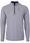 Main image for Cutter and Buck Los Angeles Dodgers Mens Navy Blue Virtue Eco Pique Micro Stripe Long Sleeve 1/4..