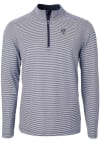 Main image for Cutter and Buck Milwaukee Brewers Mens Navy Blue Virtue Eco Pique Micro Stripe Long Sleeve 1/4 Z..