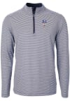 Main image for Cutter and Buck New York Mets Mens Navy Blue Virtue Eco Pique Micro Stripe Long Sleeve 1/4 Zip P..