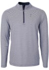 Main image for Cutter and Buck Oakland Athletics Mens Navy Blue Virtue Eco Pique Micro Stripe Long Sleeve 1/4 Z..