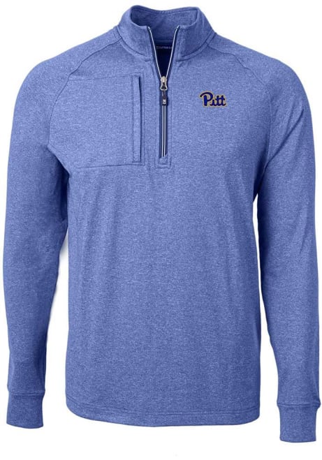 Mens Pitt Panthers Blue Cutter and Buck Adapt Eco Knit BT Qtr Zip