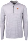 Main image for Cutter and Buck Clemson Tigers Mens Grey Virtue Eco Pique Stripe Big and Tall Qtr Zip