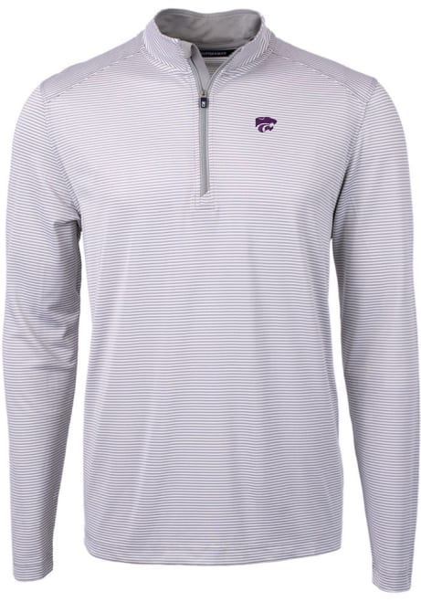Mens K-State Wildcats Grey Cutter and Buck Virtue Eco Pique 1/4 Zip Pullover