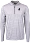 Main image for Mens Michigan State Spartans Grey Cutter and Buck Virtue Eco Pique Stripe Qtr Zip