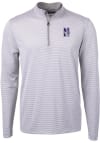 Main image for Mens Northwestern Wildcats Grey Cutter and Buck Virtue Eco Pique Stripe Qtr Zip