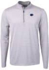 Main image for Mens Penn State Nittany Lions Grey Cutter and Buck Virtue Eco Pique Stripe Qtr Zip