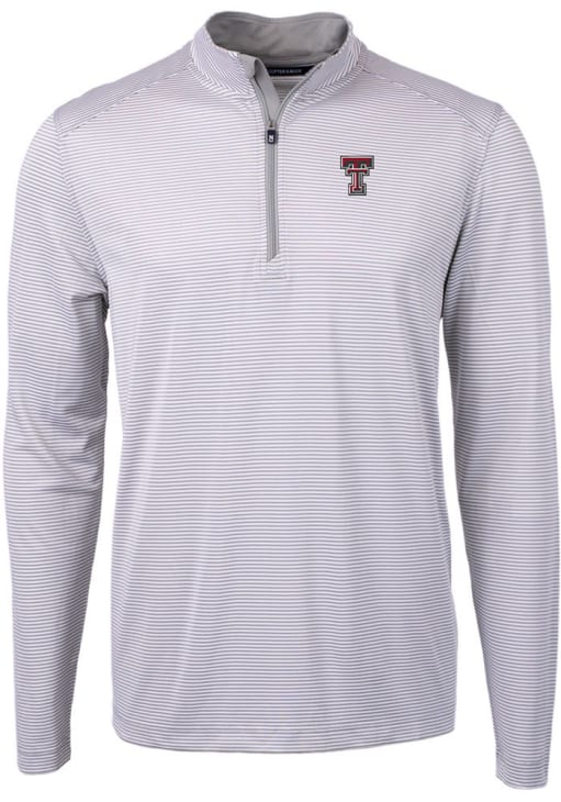 Cutter and Buck Texas Tech Red Raiders Mens Grey Virtue Eco Pique Big and Tall Qtr Zip
