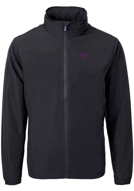 Black K-State Wildcats Cutter and Buck Mens Charter Eco Knit Big and Tall Light Weight Jacket