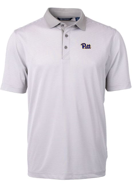 Pitt Panthers Grey Cutter and Buck Virtue Eco Pique Micro Stripe Big and Tall Polo