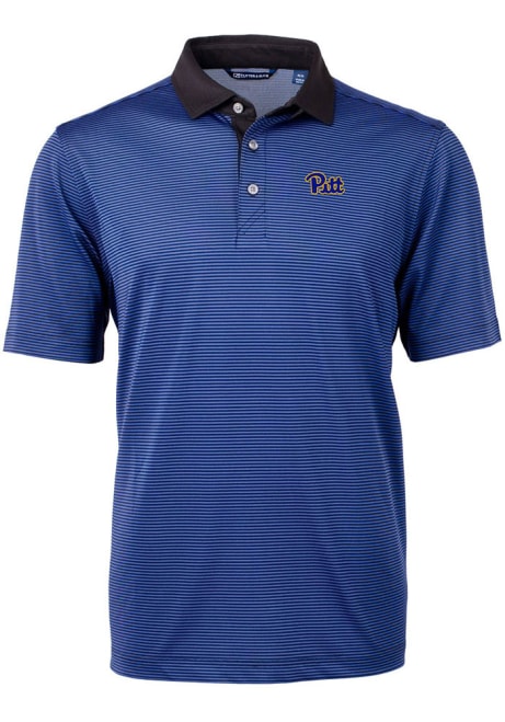 Pitt Panthers Blue Cutter and Buck Virtue Eco Pique Micro Stripe Big and Tall Polo