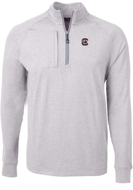 Cutter and Buck South Carolina Gamecocks Mens Grey Adapt Eco Knit Long Sleeve Qtr Zip Pullover
