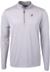 Main image for Cutter and Buck Alabama Crimson Tide Mens Grey Virtue Eco Pique Micro Stripe Long Sleeve 1/4 Zip..