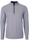 Main image for Cutter and Buck Cal Golden Bears Mens Navy Blue Virtue Eco Pique Micro Stripe Long Sleeve 1/4 Zi..