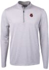 Main image for Cutter and Buck Cornell Big Red Mens Grey Virtue Eco Pique Micro Stripe Long Sleeve 1/4 Zip Pull..