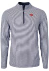 Main image for Cutter and Buck Dayton Flyers Mens Navy Blue Virtue Eco Pique Micro Stripe Long Sleeve 1/4 Zip P..