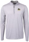 Main image for Cutter and Buck Drexel Dragons Mens Grey Virtue Eco Pique Micro Stripe Long Sleeve 1/4 Zip Pullo..