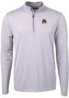 Main image for Cutter and Buck East Carolina Pirates Mens Grey Virtue Eco Pique Micro Stripe Long Sleeve 1/4 Zi..