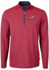 Main image for Cutter and Buck Fresno State Bulldogs Mens Red Virtue Eco Pique Micro Stripe Long Sleeve 1/4 Zip..