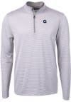 Main image for Cutter and Buck Georgetown Hoyas Mens Grey Virtue Eco Pique Micro Stripe Long Sleeve Qtr Zip Pullo..