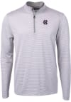 Main image for Cutter and Buck Holy Cross Crusaders Mens Grey Virtue Eco Pique Micro Stripe Long Sleeve Qtr Zip..