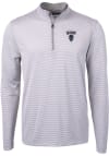 Main image for Cutter and Buck Howard Bison Mens Grey Virtue Eco Pique Micro Stripe Long Sleeve Qtr Zip Pullove..