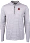 Main image for Mens Indiana Hoosiers Grey Cutter and Buck Virtue Eco Pique Micro Stripe Qtr Zip Pullover