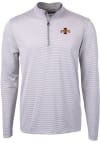 Main image for Cutter and Buck Iowa State Cyclones Mens Grey Virtue Eco Pique Micro Stripe Long Sleeve 1/4 Zip ..