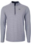 Main image for Cutter and Buck Jackson State Tigers Mens Navy Blue Virtue Eco Pique Micro Stripe Long Sleeve Qtr..