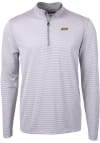 Main image for Cutter and Buck James Madison Dukes Mens Grey Virtue Eco Pique Micro Stripe Long Sleeve 1/4 Zip ..
