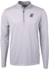Main image for Cutter and Buck Kansas Jayhawks Mens Grey Virtue Eco Pique Micro Stripe Long Sleeve 1/4 Zip Pull..