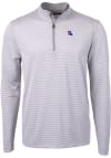 Main image for Cutter and Buck Louisiana Tech Bulldogs Mens Grey Virtue Eco Pique Micro Stripe Long Sleeve Qtr ..