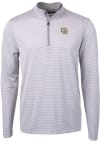 Main image for Cutter and Buck Marquette Golden Eagles Mens Grey Virtue Eco Pique Micro Stripe Long Sleeve 1/4 ..