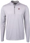 Main image for Cutter and Buck Miami RedHawks Mens Grey Virtue Eco Pique Micro Stripe Long Sleeve 1/4 Zip Pullo..