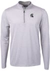 Main image for Mens Michigan State Spartans Grey Cutter and Buck Virtue Eco Pique Micro Stripe Qtr Zip Pullover