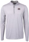 Main image for Cutter and Buck Mississippi State Bulldogs Mens Grey Virtue Eco Pique Micro Stripe Long Sleeve Q..