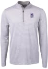 Main image for Mens Northwestern Wildcats Grey Cutter and Buck Virtue Eco Pique Micro Stripe Qtr Zip Pullover