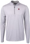 Main image for Cutter and Buck Rutgers Scarlet Knights Mens Grey Virtue Eco Pique Micro Stripe Long Sleeve 1/4 ..