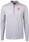 Main image for Cutter and Buck Tennessee Volunteers Mens Grey Virtue Eco Pique Micro Stripe Long Sleeve 1/4 Zip..