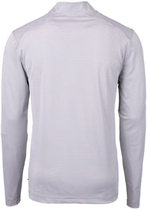 Cutter and Buck Tennessee Volunteers Mens Grey Virtue Eco Pique Micro Stripe Long Sleeve Qtr Zip P..