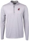 Main image for Cutter and Buck Washington State Cougars Mens Grey Virtue Eco Pique Micro Stripe Long Sleeve 1/4..