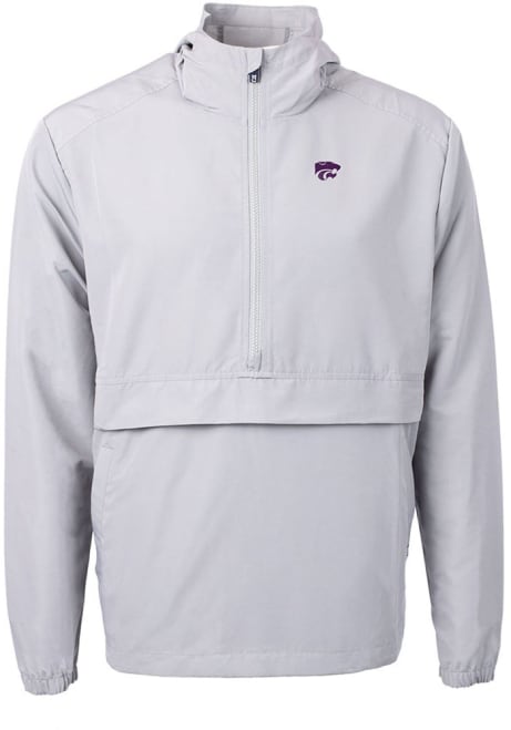 Mens K-State Wildcats Grey Cutter and Buck Charter Eco Pullover Jackets